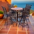 Metal and Tile Top Bistro Table Patio Set with Four Swivel Bar Stools - 36