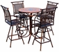 Metal and Tile Top Bistro Table Patio Set with Four Swivel Bar Stools - 36