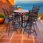 Metal and Tile Top Bistro Table Patio Set with Four Swivel Bar Stools - 36
