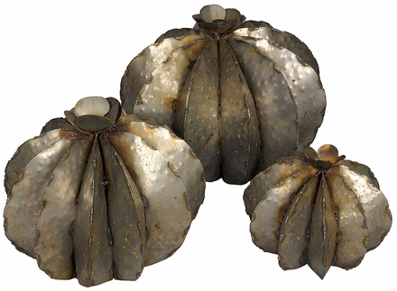 Metal Barrel Cactus Yard Sculptures - Three Sizes Available