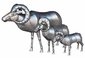 Metal Big Horn Sheep Sculpture - Medium - 38