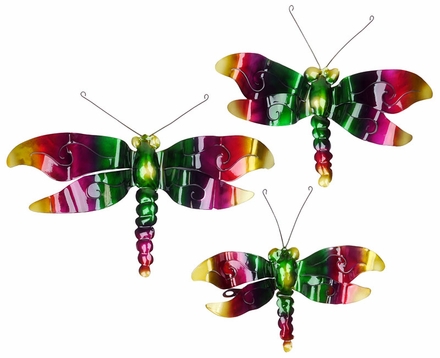 Metal Dragonfly Wall Art Accents - Set of Three
