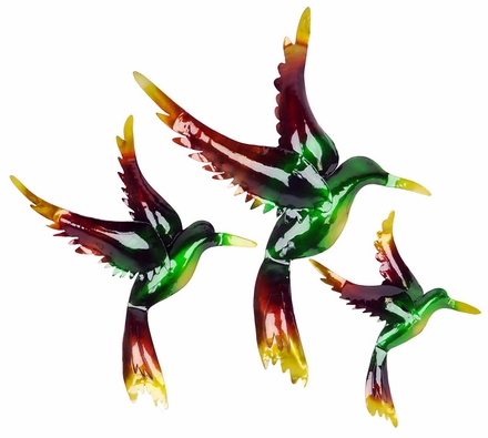 Metal Hummingbird Wall Art Accents - Set of Three