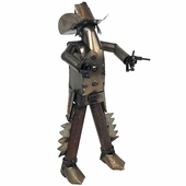 Metal Mexican Bandito with Guns Yard Art Sculpture