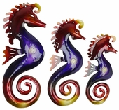 Metal Seahorses Wall Art - Set of Three