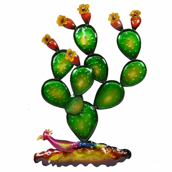 Metal Southwest Prickly Pear Cactus Scene Wall Art - 30