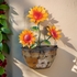 Metal Wall Hanging Planter with Sunflowers