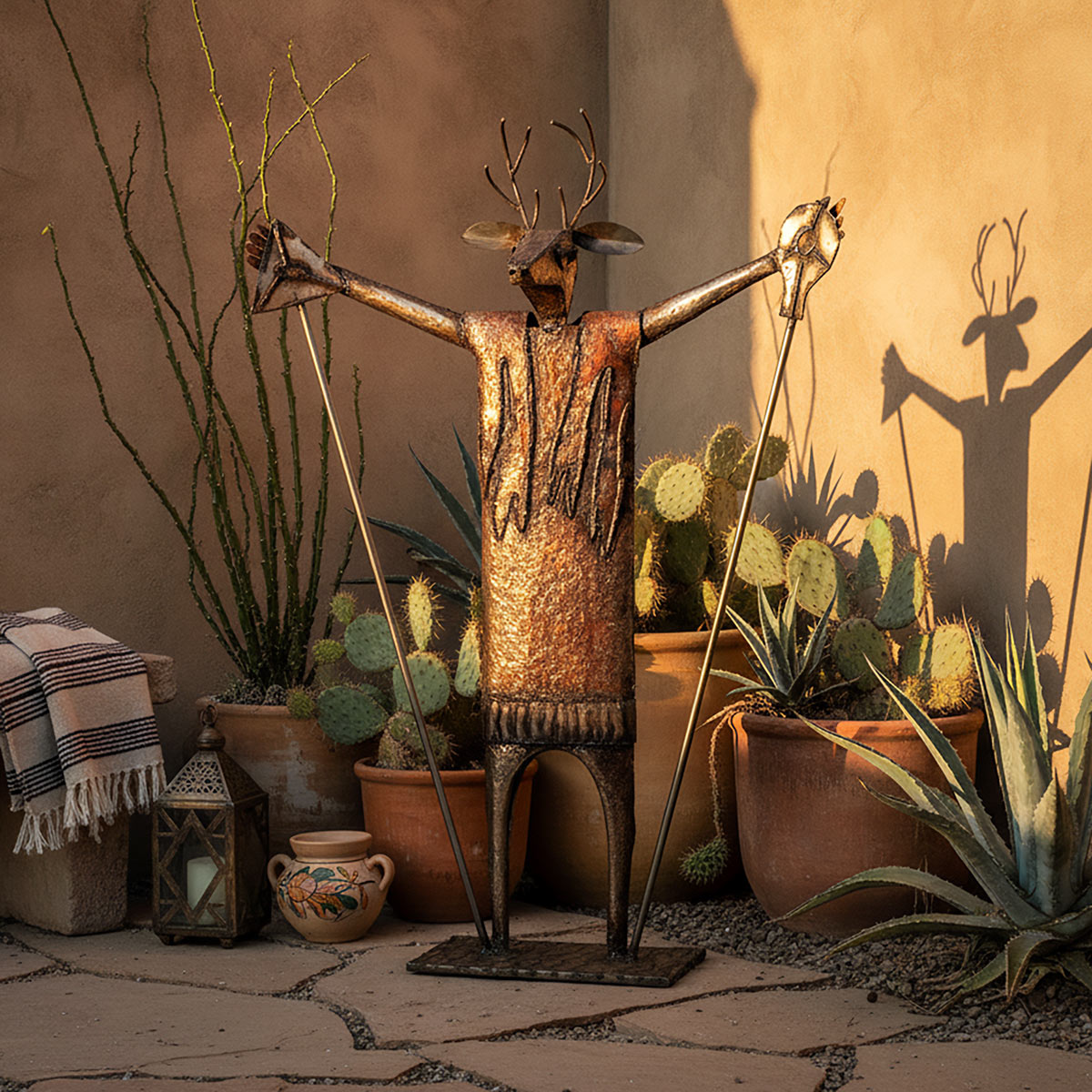 Metal Deer Dancer Yard Art Sculpture