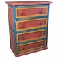 Mexican 4-Drawer Painted Wood Dresser - Multi-Color