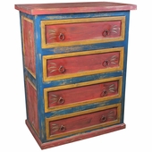 Mexican 4-Drawer Painted Wood Dresser - Multi-Color