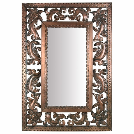 Mexican Aged Tin Floral Mirror