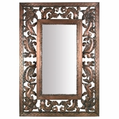 Mexican Aged Tin Floral Mirror
