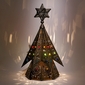 Mexican Aged Tin Fluted Christmas Tree Lamp with Marbles