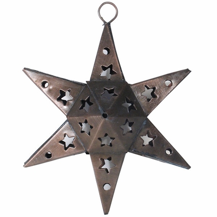 Mexican Aged Tin Half Star Ornament - Set of 2