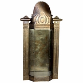 Mexican Aged Tin Jumbo Nicho with Glass Panels
