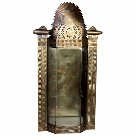 Mexican Aged Tin Jumbo Nicho with Glass Panels