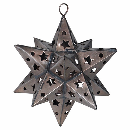 Mexican Aged Tin Star Ornament - Set of 2