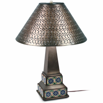 Mexican Aged Tin & Talavera Table Lamp