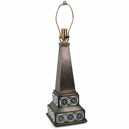 Mexican Aged Tin & Talavera Tile Lamp Base