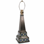 Mexican Aged Tin & Talavera Tile Lamp Base