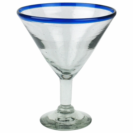 Mexican Blue Rimmed Martini Glasses - Set of 4