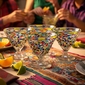 Mexican Confetti Pebbled Short Martini Glass - Set of 4
