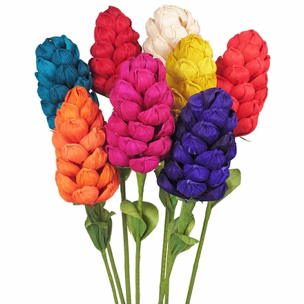Mexican Corn Husk Hawaiian Ginger Flowers - Set of 6