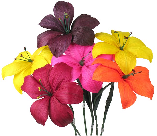 Corn Husk Lilies Set of 6 Handmade Lily Bouquets