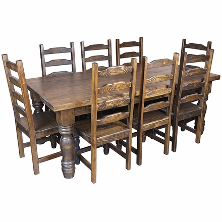 Mexican Country Style Dining Set - Walnut Finish - 3 Sizes