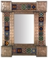 Mexican Embossed Tin Mirror With Mixed Talavera Tile  - 20