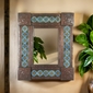 Mexican Embossed Tin Mirror With Mixed Talavera Tile  - 20
