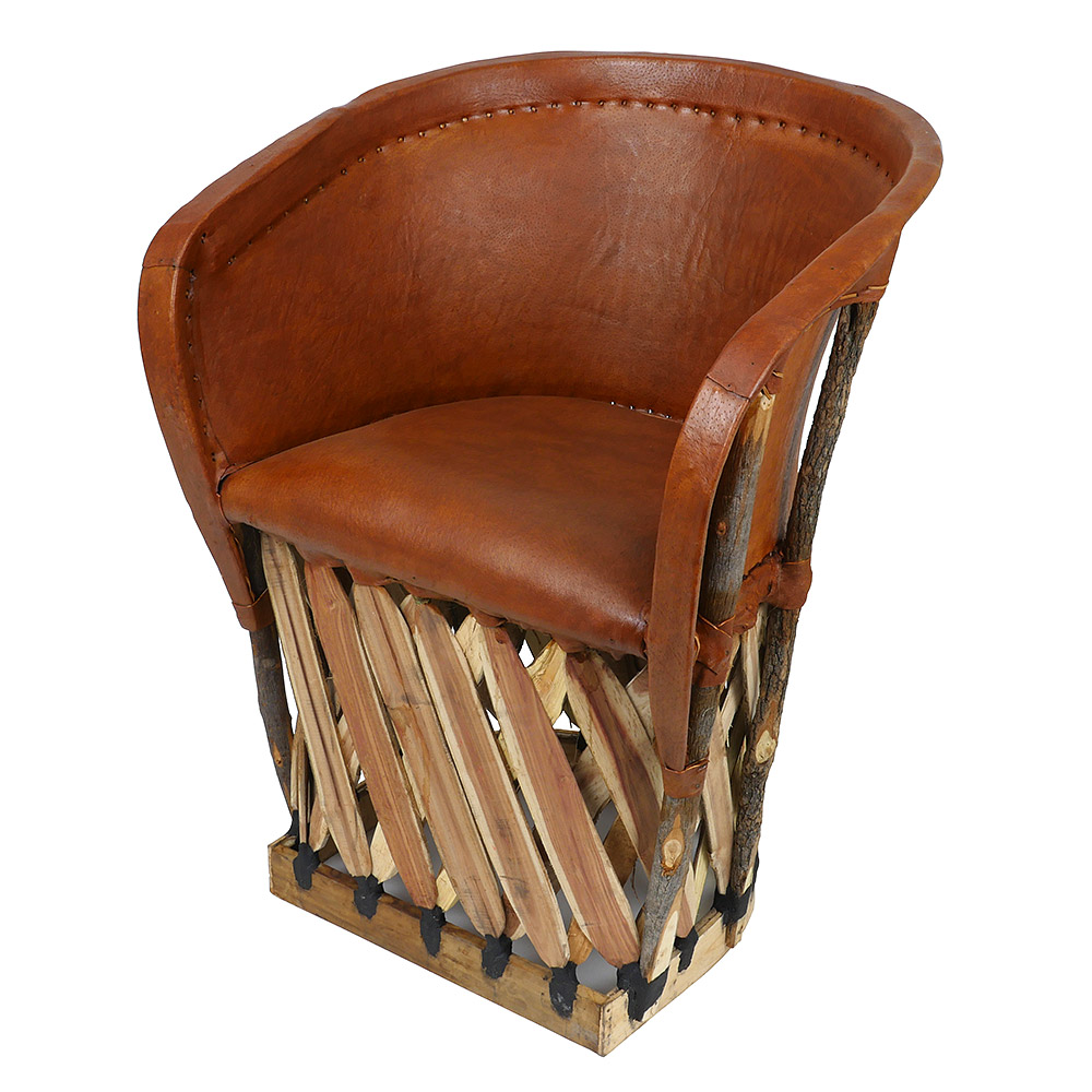 Mexican Equipale Barrel Chair with Padded Seat