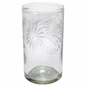Mexican Etched Floral Highball Glasses - Clear - Set of 4