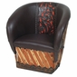 Mexican Faux Leather Equipale Barrel Chair with Tooled Design - Minimum Order 2