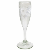 Mexican Floral Etched Champagne Flutes - Clear - Set of 4