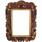 Mexican Folk Art Painted and Carved Scroll Frame