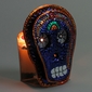 Mexican Folk Art Painted Tin Skull Candle Sconce - Set of 2