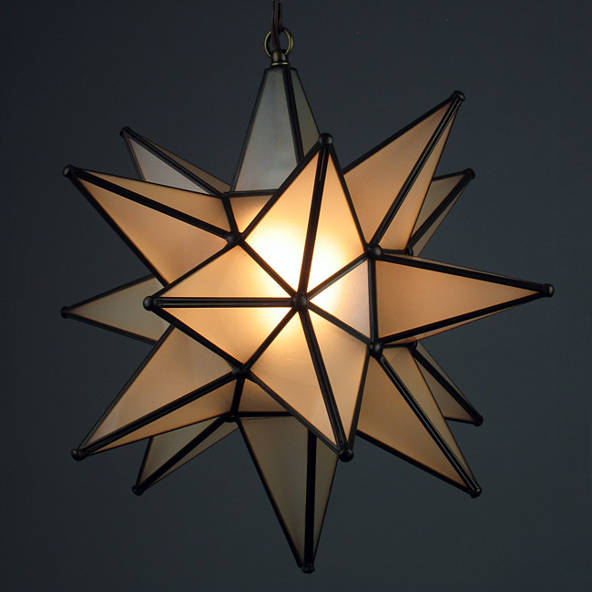 15" Frosted Glass Hanging Star Lamp