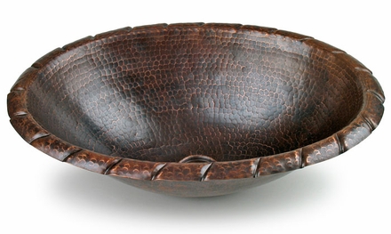 Mexican Hammered Copper Sink - Rope Design