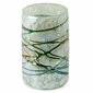 Mexican Hand Blown Glass Tumblers - Green-White Confetti With Raised Web  - Set of 4
