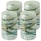 Mexican Hand Blown Glass Tumblers - Green-White Confetti With Raised Web  - Set of 4