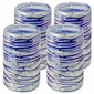 Mexican Hand Blown Webbed Tumblers - Blue-White Confetti With Raised Web  - Set of 4