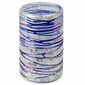 Mexican Hand Blown Webbed Tumblers - Blue-White Confetti With Raised Web  - Set of 4