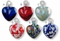 Mexican Handblown Glass Heart Ornaments - Set of 2