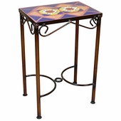 Mexican Iron Side Table with Talavera Tiles - 14" x 10"