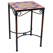 Mexican Iron Side Table with Talavera Tiles - 14" x 14"