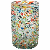 Handblown Mexican Water Glass Pebbled Confetti - Set of 4