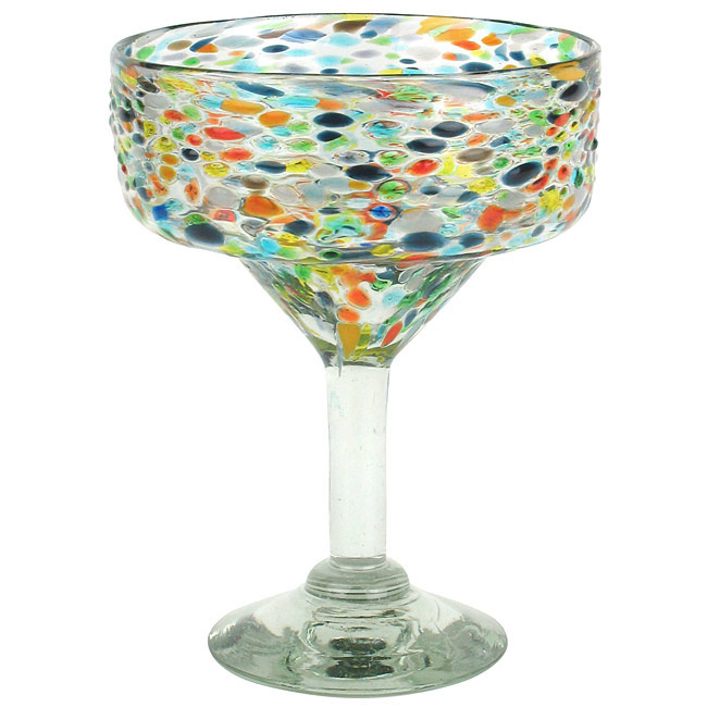 Mexican Margarita Glasses with Pebbled Confetti Set of 4