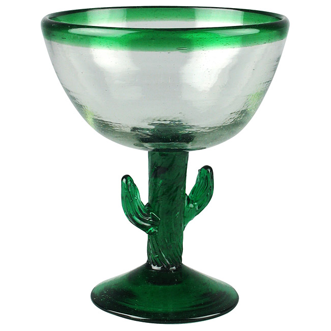 Mexican Margarita Glasses with Saguaro Cactus Stem - Set of 4