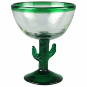 Mexican Margarita Glasses with Saguaro Cactus Stem  - Set of 4